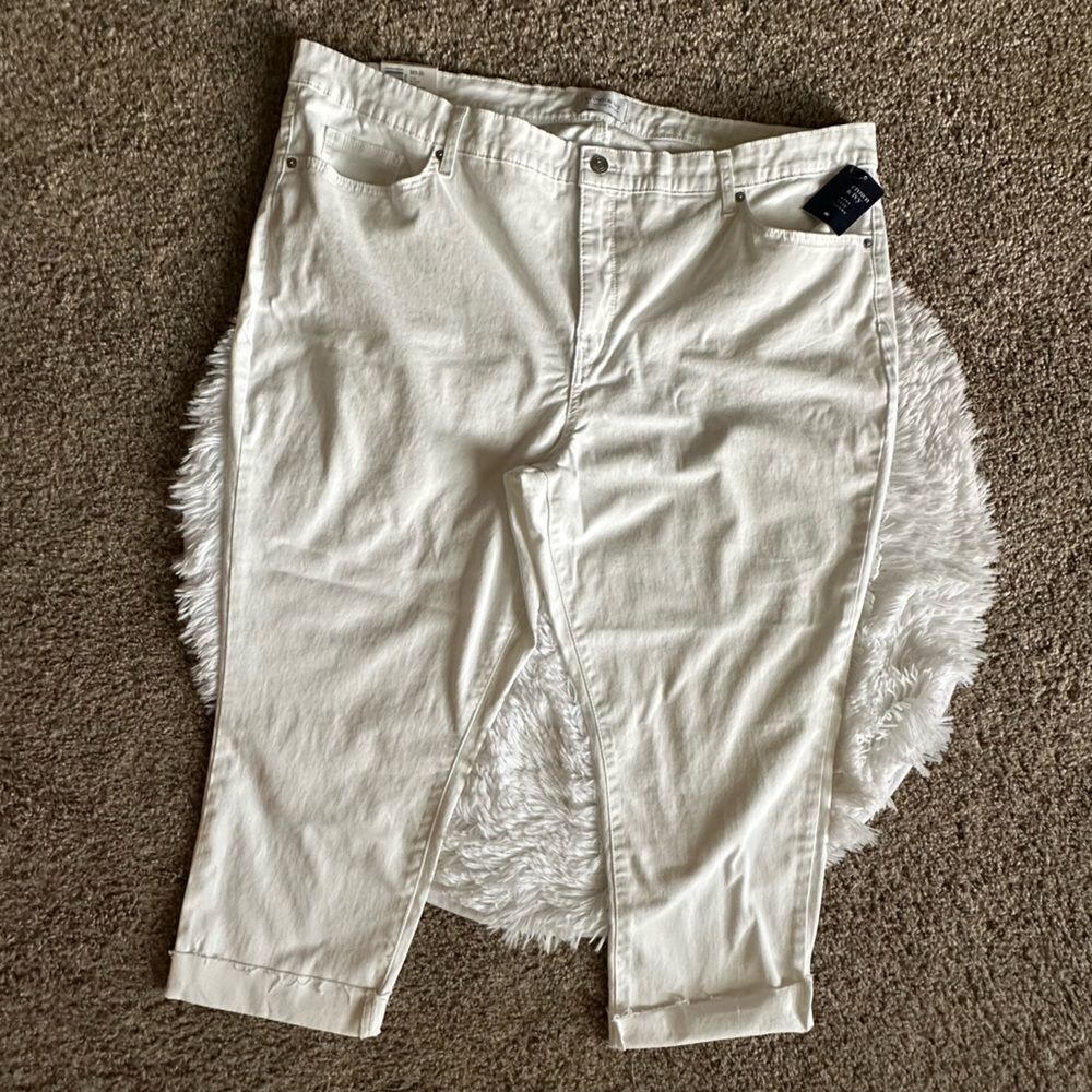 Crown & Ivy Jeans High Rise Skinny Crop New‎ White Stretchy Womens Size 22W